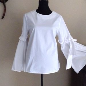 White Bell Sleeve Cotton Top